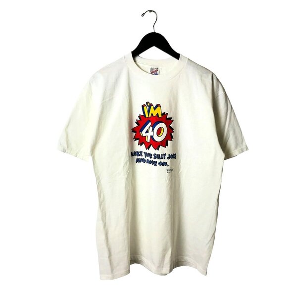 Vintage I'm 40 Silly Joke T Shirt Adult White XL Large Graphic Tee USA - Picture 1 of 11